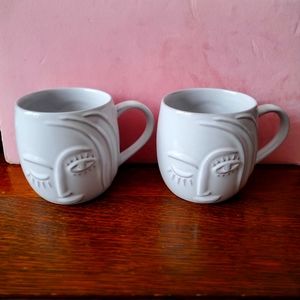Starbucks 3D Winking Mermaid Embossed Mugs Pair 2013